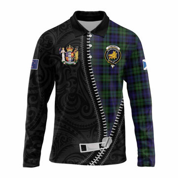Campbell Tartan Long Sleeve Polo Shirt New Zealand Pattern Unique Zipper Stylized