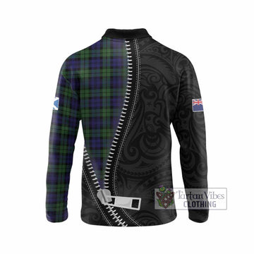 Campbell Tartan Long Sleeve Polo Shirt New Zealand Pattern Unique Zipper Stylized