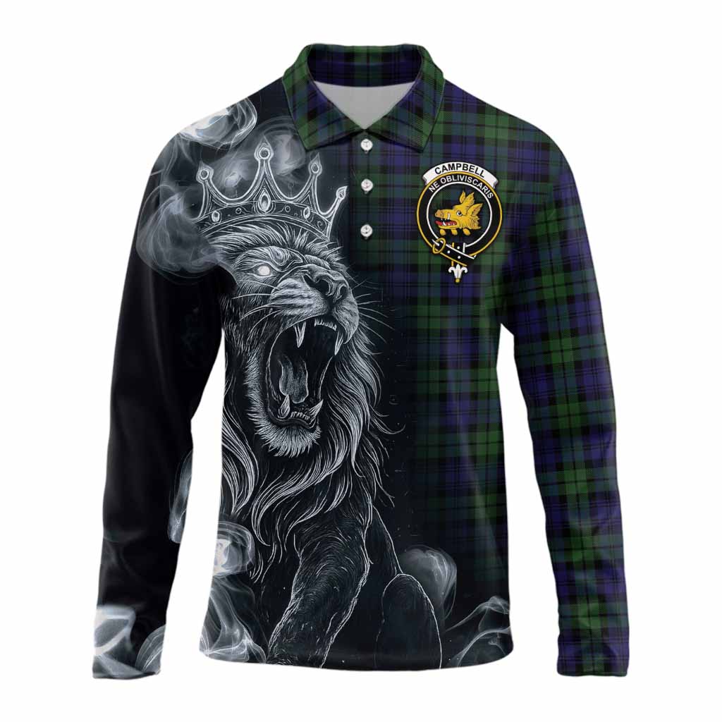 Campbell Tartan Long Sleeve Polo Shirt Roaring Lion Heritage