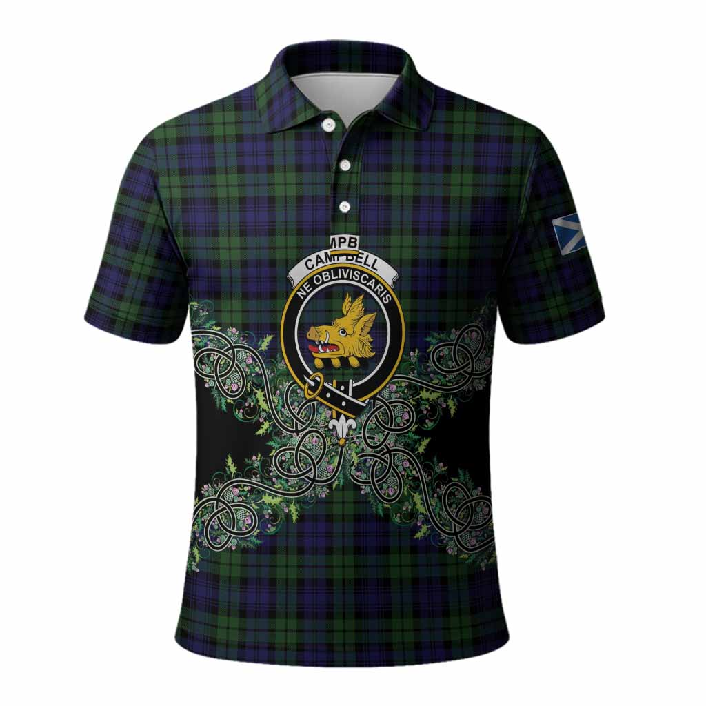 Campbell Tartan Polo Shirt Thistle Scottish Spirit