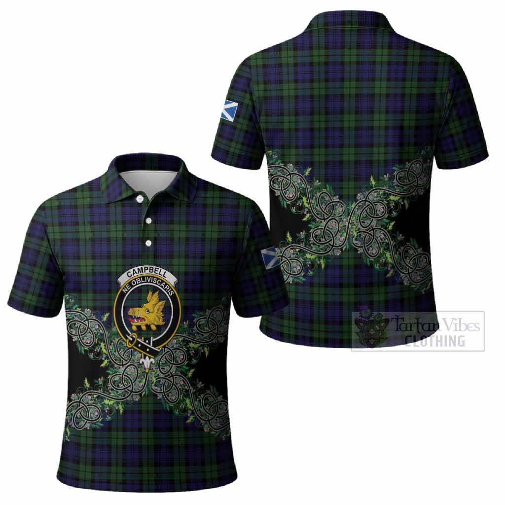 Campbell Tartan Polo Shirt Thistle Scottish Spirit