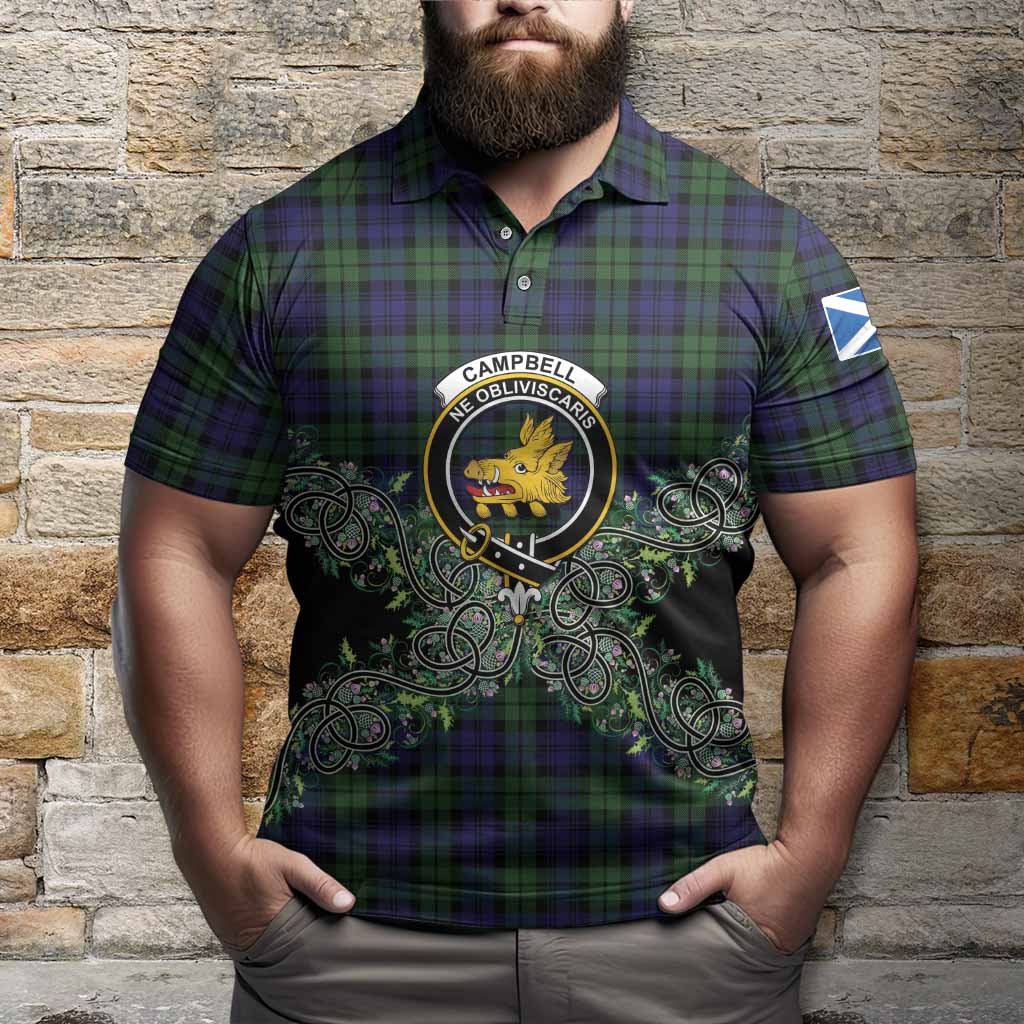 Campbell Tartan Polo Shirt Thistle Scottish Spirit