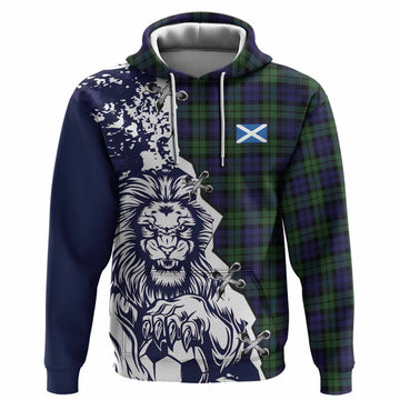 Campbell Tartan Scottish Hoodie Angry Lion With Soccer Ball Style