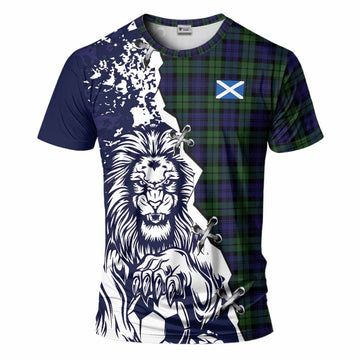 Campbell Tartan Scottish T-Shirt Angry Lion With Soccer Ball Style