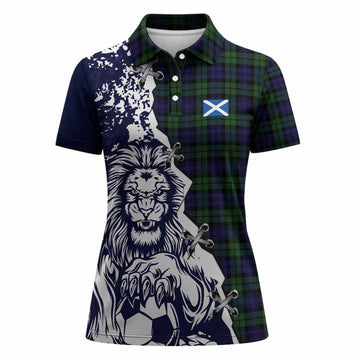 Campbell Tartan Scottish Women Polo Shirt Angry Lion With Soccer Ball Style