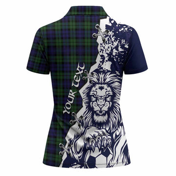 Campbell Tartan Scottish Women Polo Shirt Angry Lion With Soccer Ball Style