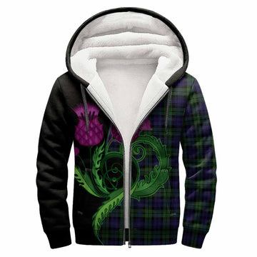 Campbell Tartan Sherpa Hoodie Traditional Scottish Thistle