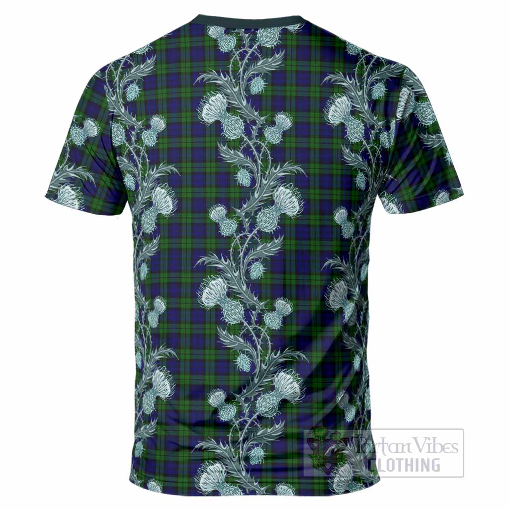 Campbell Tartan T-Shirt Seamless Scottish Thistle Flowers