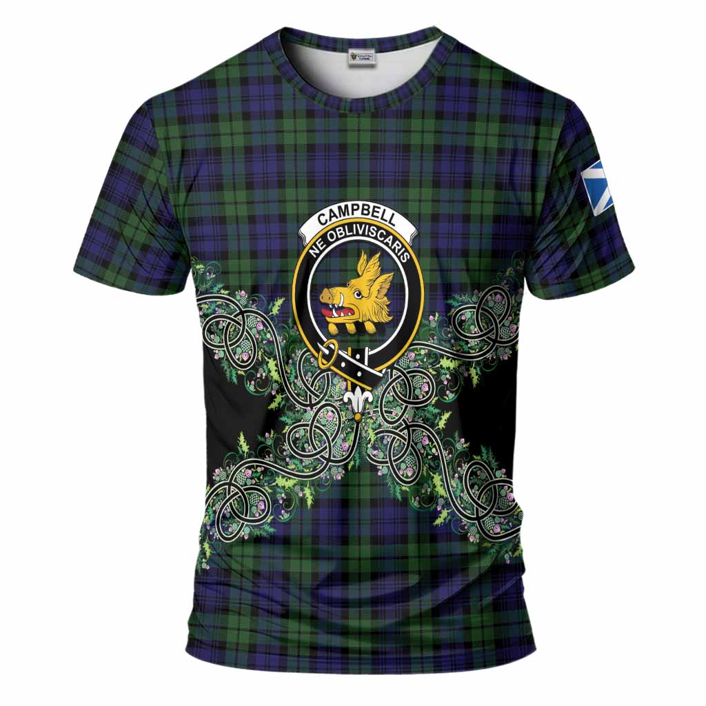 Campbell Tartan T-Shirt Thistle Scottish Spirit