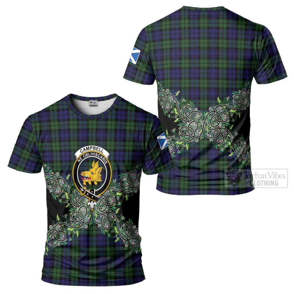 Campbell Tartan T-Shirt Thistle Scottish Spirit