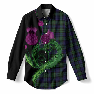 Campbell Tartan Women Casual Shirt Traditional Scottish Thistle