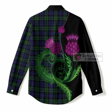 Campbell Tartan Women Casual Shirt Traditional Scottish Thistle