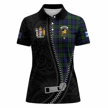 Campbell Tartan Women Polo Shirt New Zealand Pattern Unique Zipper Stylized