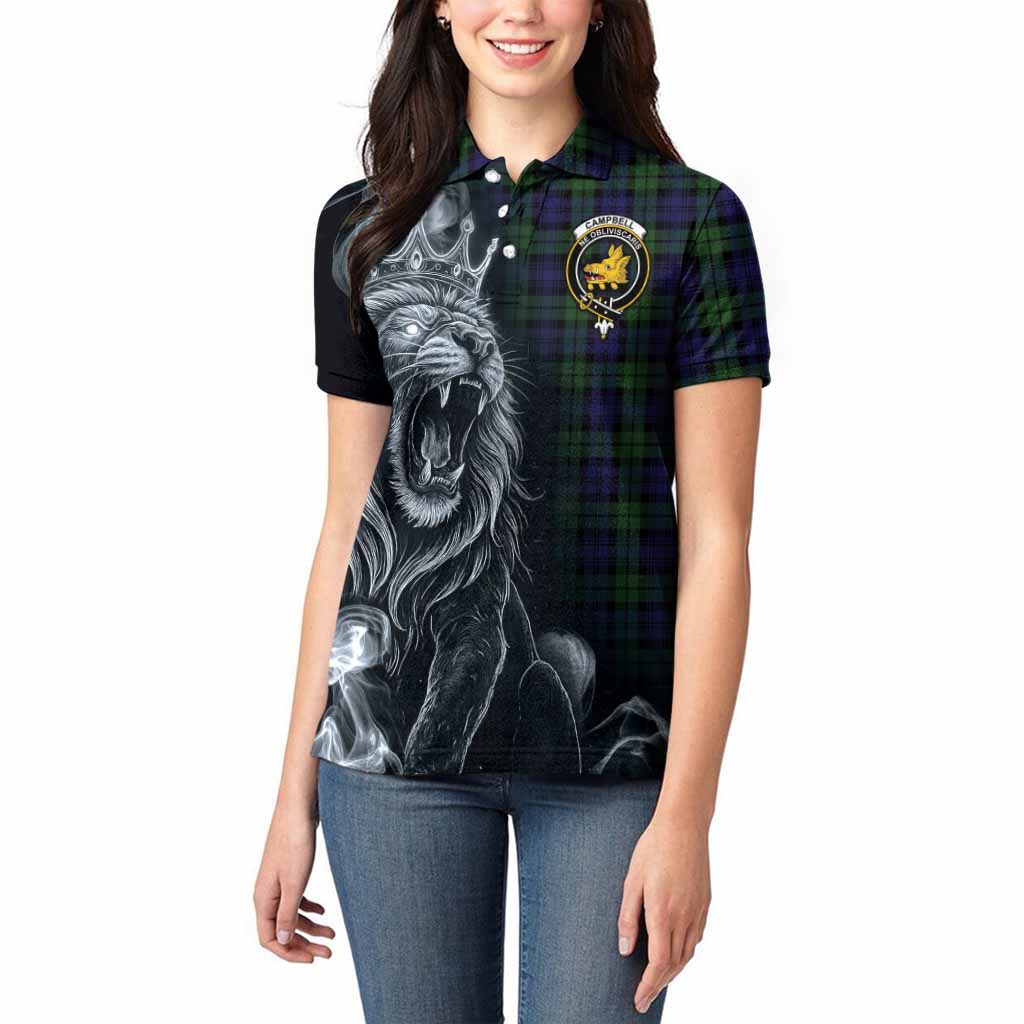 Campbell Tartan Women Polo Shirt Roaring Lion Heritage