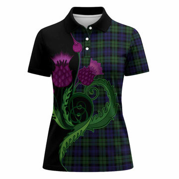 Campbell Tartan Women Polo Shirt Traditional Scottish Thistle