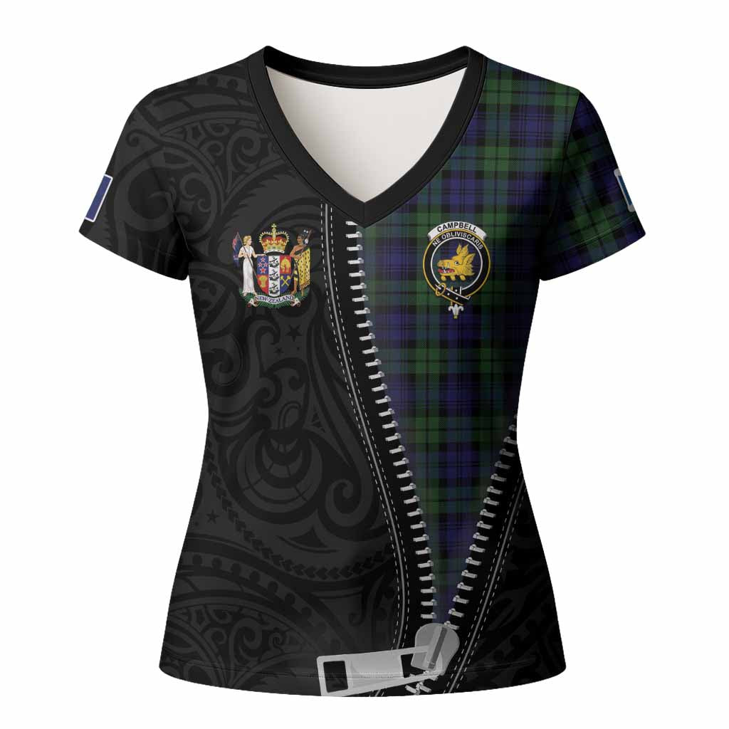 Campbell Tartan Women T shirt New Zealand Pattern Unique Zipper Stylized