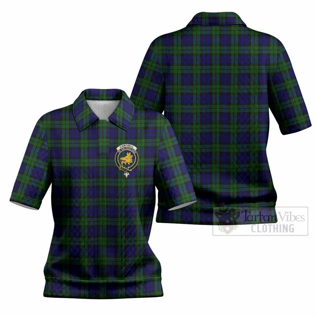 Campbell Tartan Women’s Polo Sweater Top with Family Crest