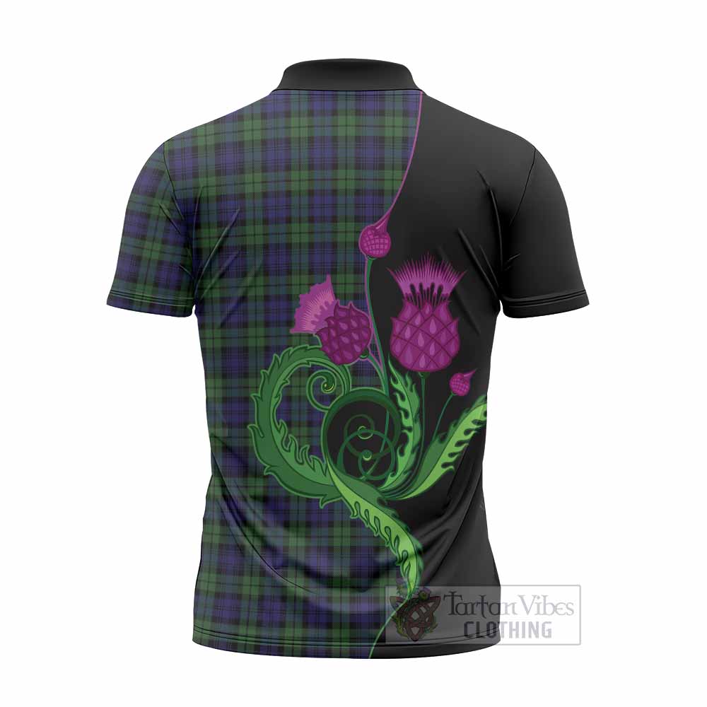 Campbell Tartan Zipper Polo Shirt Traditional Scottish Thistle