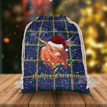 Canadian Centennial Canada Tartan Christmas Santa's Bag with Twinkle Highland Cattle