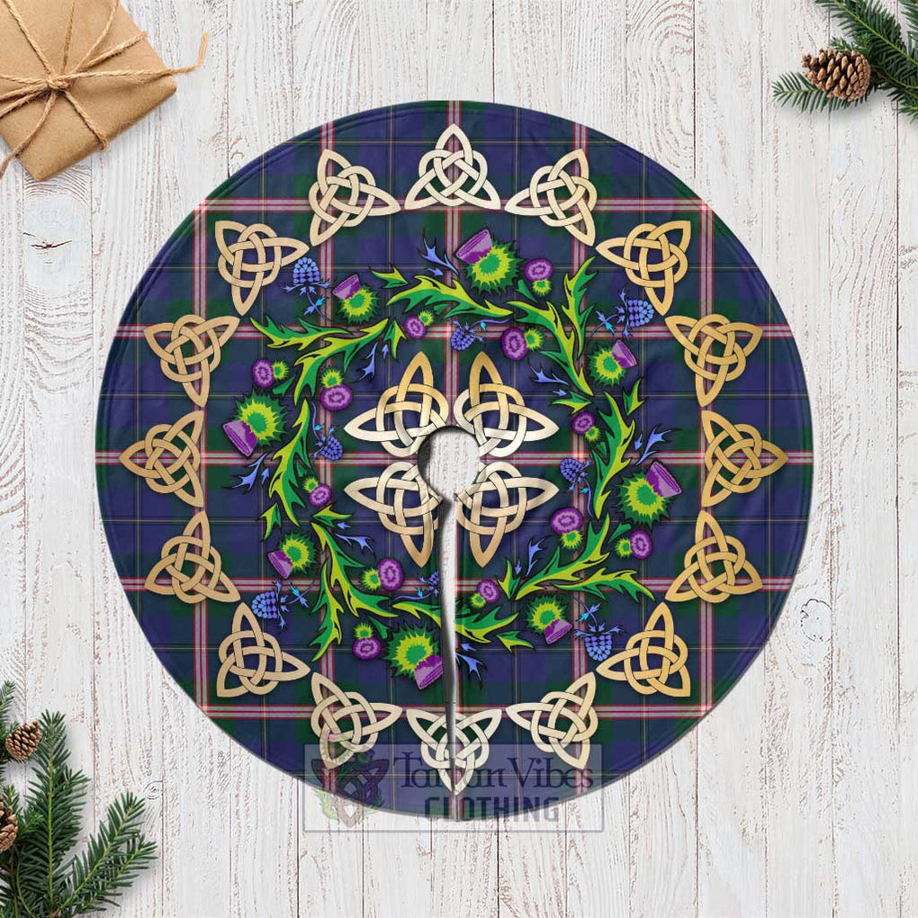 Canadian Centennial Canada Tartan Christmas Tree Skirt with Thistle Celtic Knot Style Casual Tree Skirts - Tartan Vibes Clothing