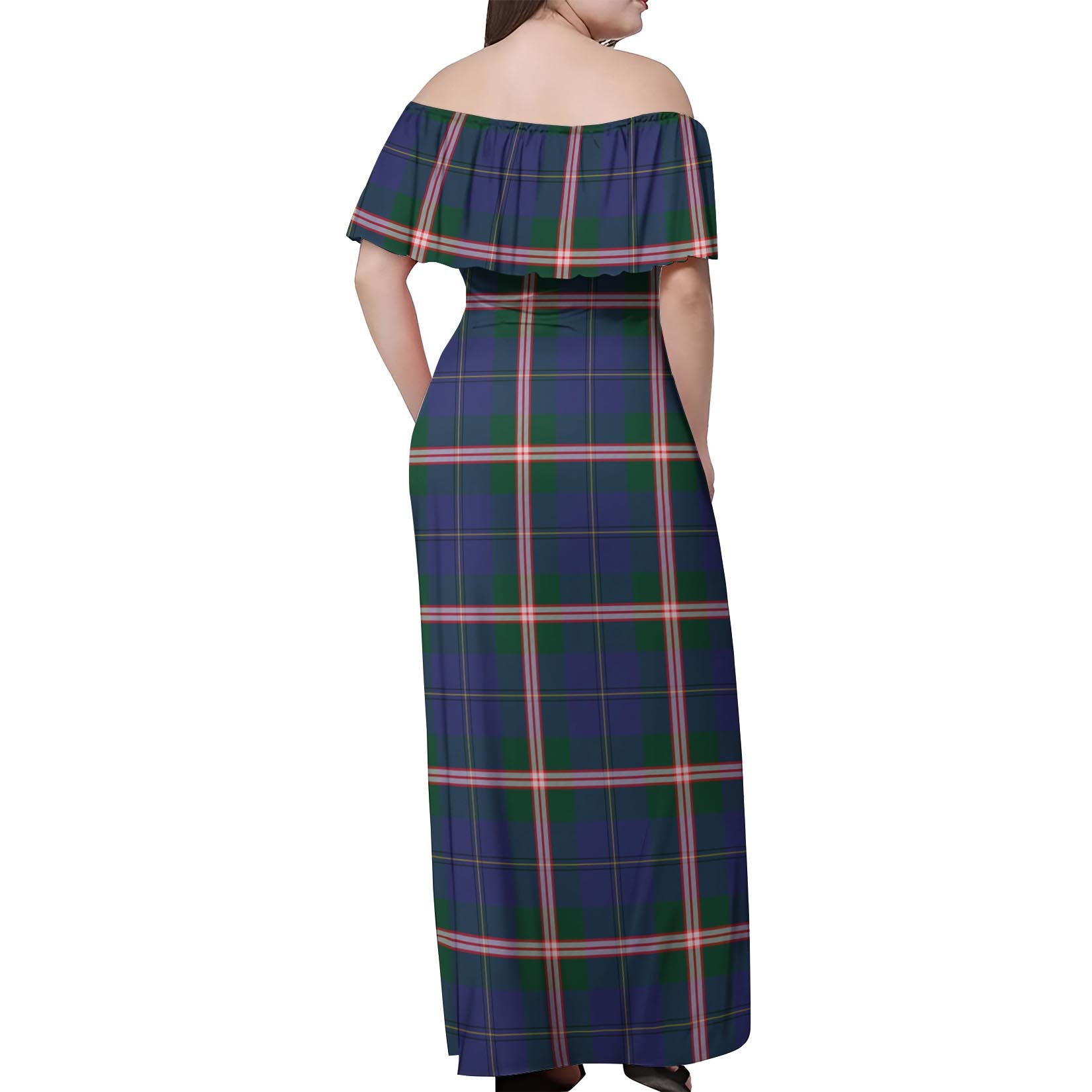 Canadian Centennial Canada Tartan Off Shoulder Long Dress - Tartanvibesclothing