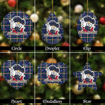 Canadian Centennial Canada Tartan Christmas Ornaments with Scottish Gnome Playing Bagpipes