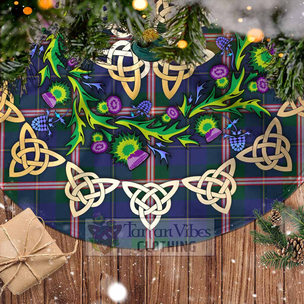 Canadian Centennial Canada Tartan Christmas Tree Skirt with Thistle Celtic Knot Style - Tartan Vibes Clothing