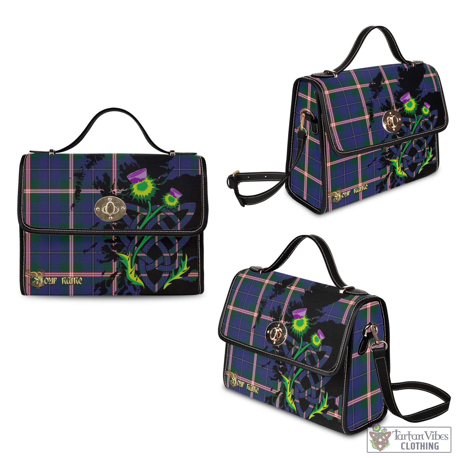 Tartan Vibes Clothing Canadian Centennial Canada Tartan Waterproof Canvas Bag with Scotland Map and Thistle Celtic Accents