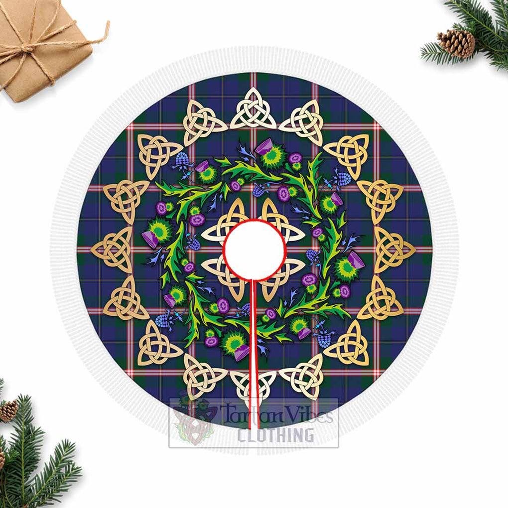 Canadian Centennial Canada Tartan Christmas Tree Skirt with Thistle Celtic Knot Style Fringed Tree Skirts - Tartan Vibes Clothing