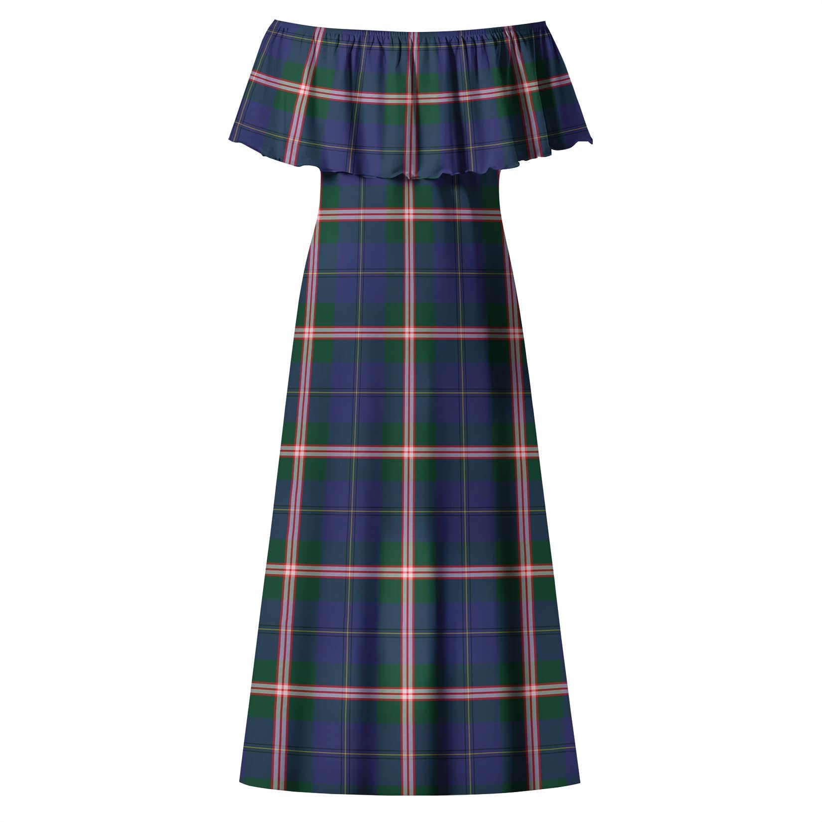 Canadian Centennial Canada Tartan Off Shoulder Long Dress - Tartanvibesclothing
