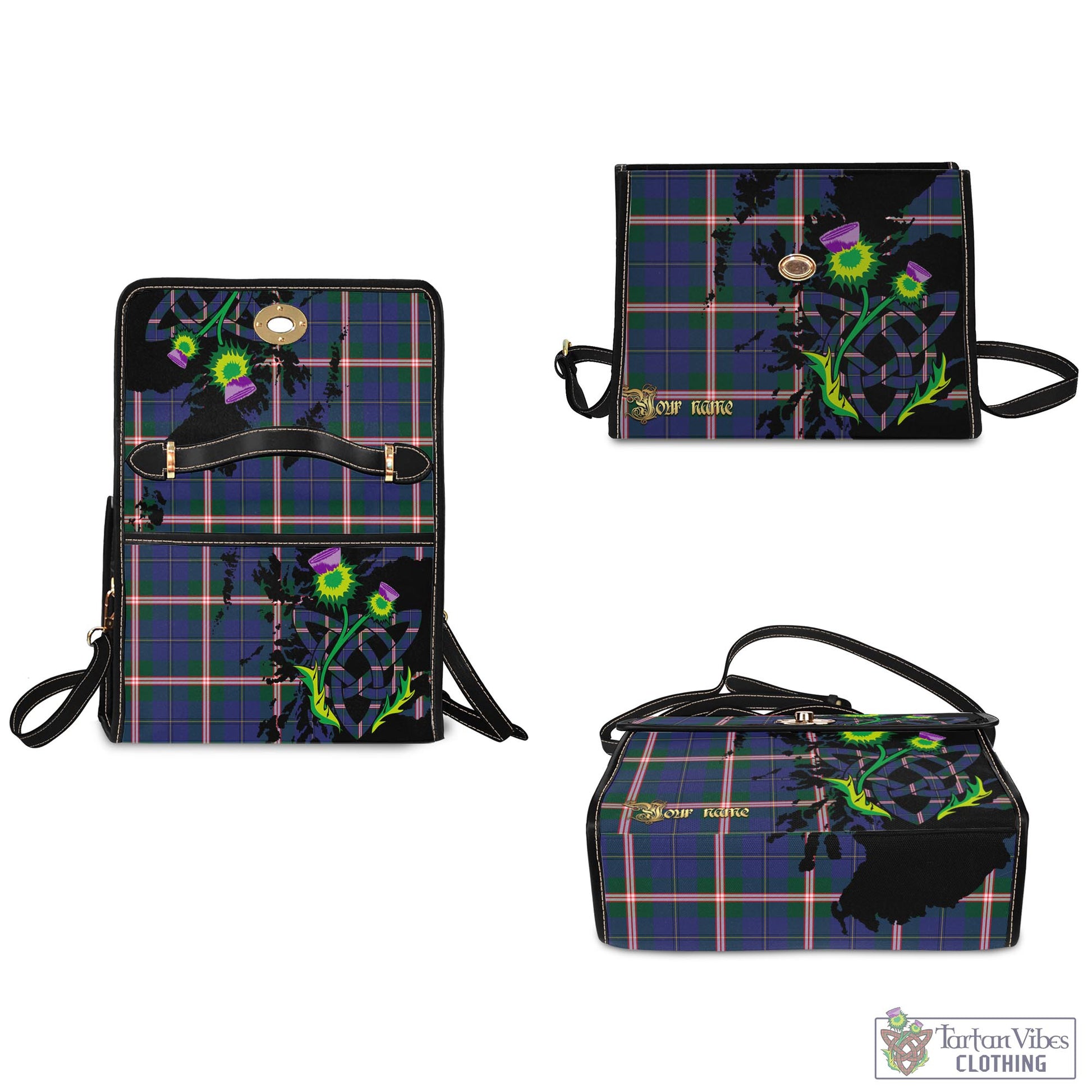 Tartan Vibes Clothing Canadian Centennial Canada Tartan Waterproof Canvas Bag with Scotland Map and Thistle Celtic Accents