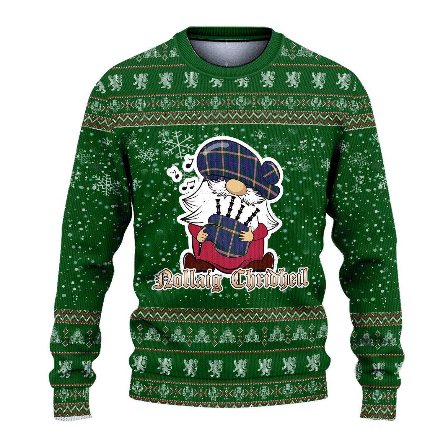 Canadian Centennial Canada Clan Christmas Family Knitted Sweater with Funny Gnome Playing Bagpipes - Tartanvibesclothing