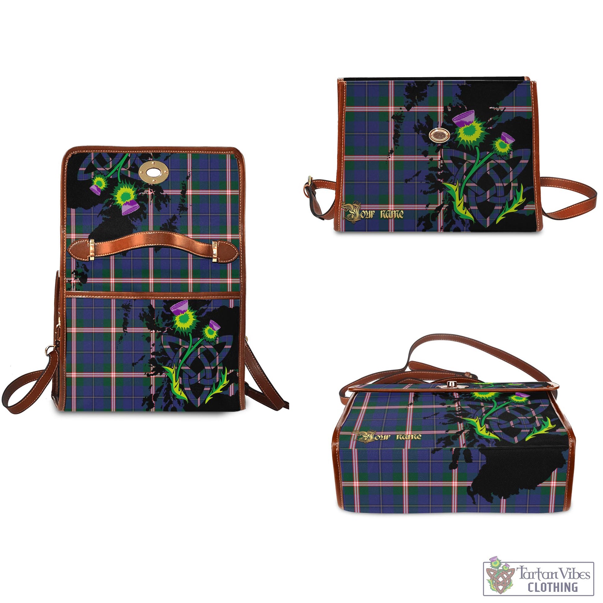 Tartan Vibes Clothing Canadian Centennial Canada Tartan Waterproof Canvas Bag with Scotland Map and Thistle Celtic Accents