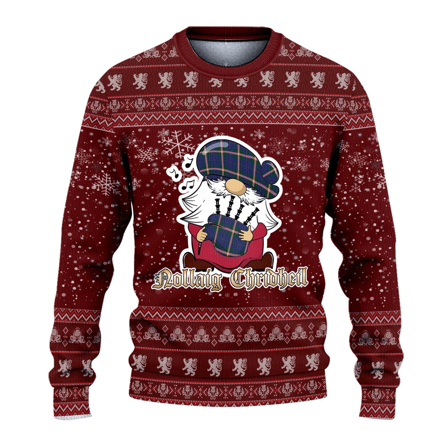 Canadian Centennial Canada Clan Christmas Family Knitted Sweater with Funny Gnome Playing Bagpipes - Tartanvibesclothing