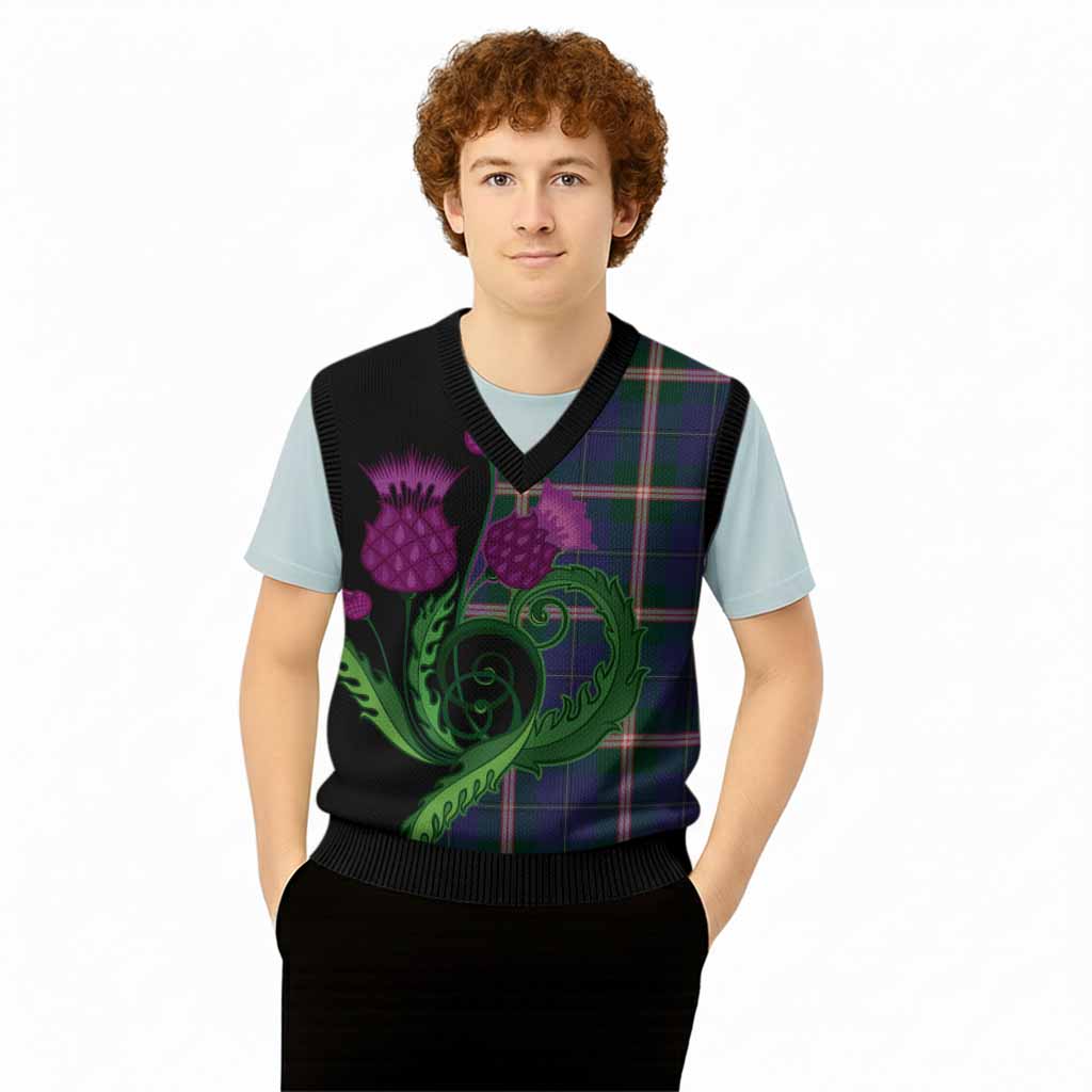 Canadian Centennial Canada Tartan Knitted V-Neck Vest Traditional Scottish Thistle