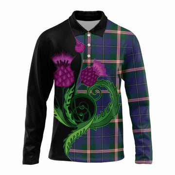 Canadian Centennial Canada Tartan Long Sleeve Polo Shirt Traditional Scottish Thistle