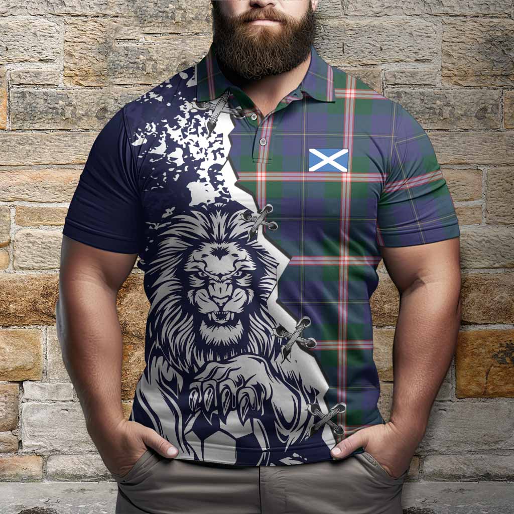 Canadian Centennial Canada Tartan Scottish Polo Shirt Angry Lion With Soccer Ball Style