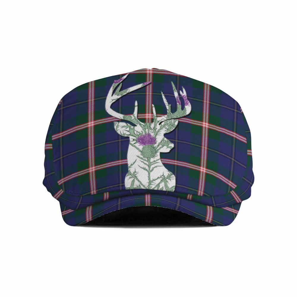 Canadian Centennial Tartan Flat Cap, Jeff Cap Scottish Stag Thistle Floral Art