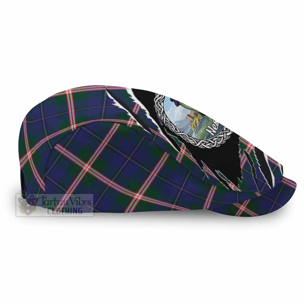 Canadian Centennial Tartan Loch Ness Monster Flat Cap, Jeff Cap Celtic Knot Nessie Art