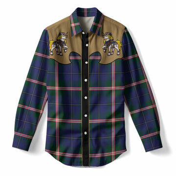 Canadian Centennial Tartan Women Casual Shirt Rodeo Unicorn Retro Style