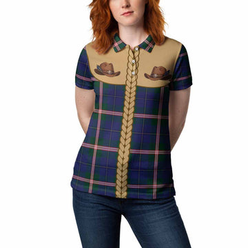 Canadian Centennial Tartan Women Polo Shirt Wee Coo Cowboy Cute Style