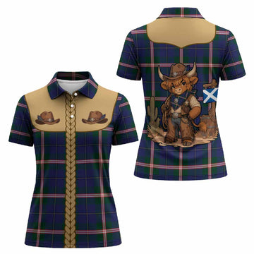 Canadian Centennial Tartan Women Polo Shirt Wee Coo Cowboy Cute Style