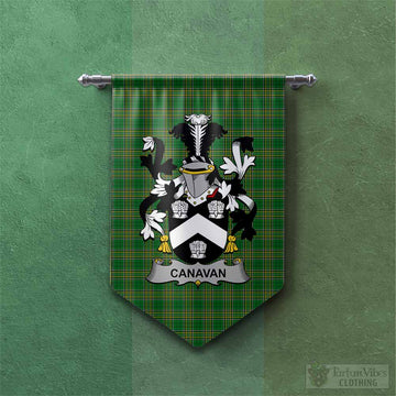 Tartan Vibes Clothing Canavan Irish Clan Tartan Gonfalon, Tartan Banner with Coat of Arms