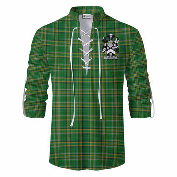 Tartan Vibes Clothing Canavan Irish Clan Tartan Ghillie Kilt Shirt with Coat of Arms