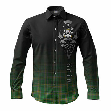 Tartan Vibes Clothing Canavan Irish Clan Long Sleeve Button Shirt with Coat of Arms Erin Go Bragh Celtic Inspired