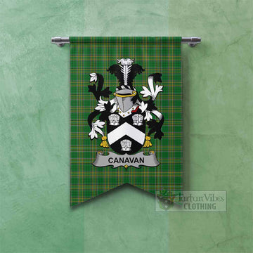 Tartan Vibes Clothing Canavan Irish Clan Tartan Gonfalon, Tartan Banner with Coat of Arms
