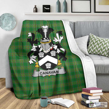 Tartan Vibes Clothing Canavan Irish Clan Tartan Blanket with Coat of Arms