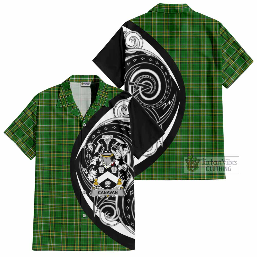 Tartan Vibes Clothing Canavan Irish Clan Short Sleeve Button Shirt Celtic Circle Style