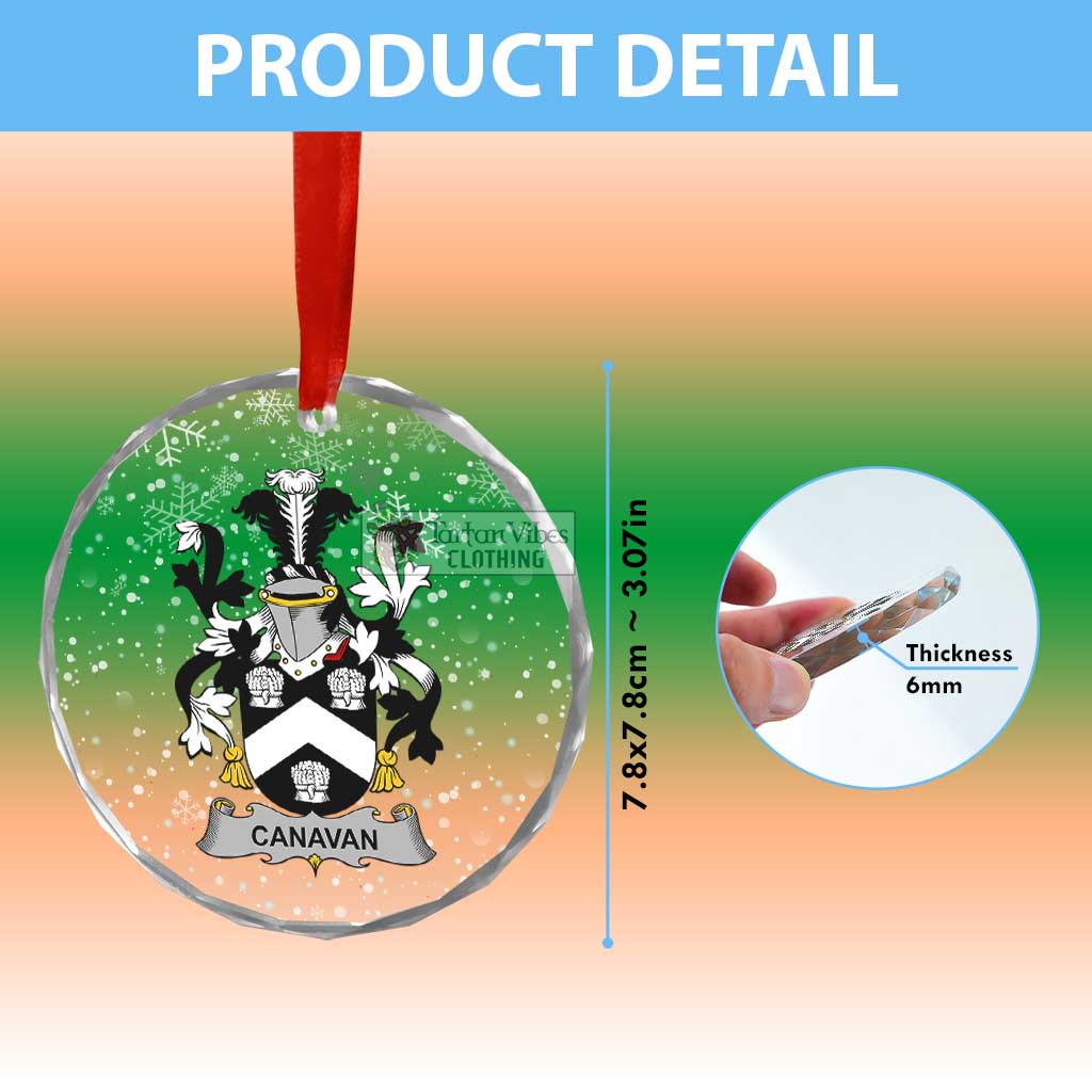 Tartan Vibes Clothing Canavan Irish Clan Christmas Glass Ornament with Coat of Arms