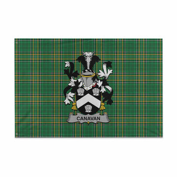 Tartan Vibes Clothing Canavan Irish Clan Tartan House Flag with Coat of Arms